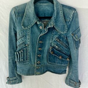Vintage Denim Jacket Unique moto grunge festival retro  Size: XS